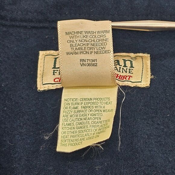 Vintage L.L. Bean Heavyweight Chamois Shirt Men's XL Blue 2 Pockets - Picture 5 of 6